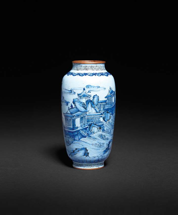 Chinese painted enamel on copper small vase, qianlong mark and of the period